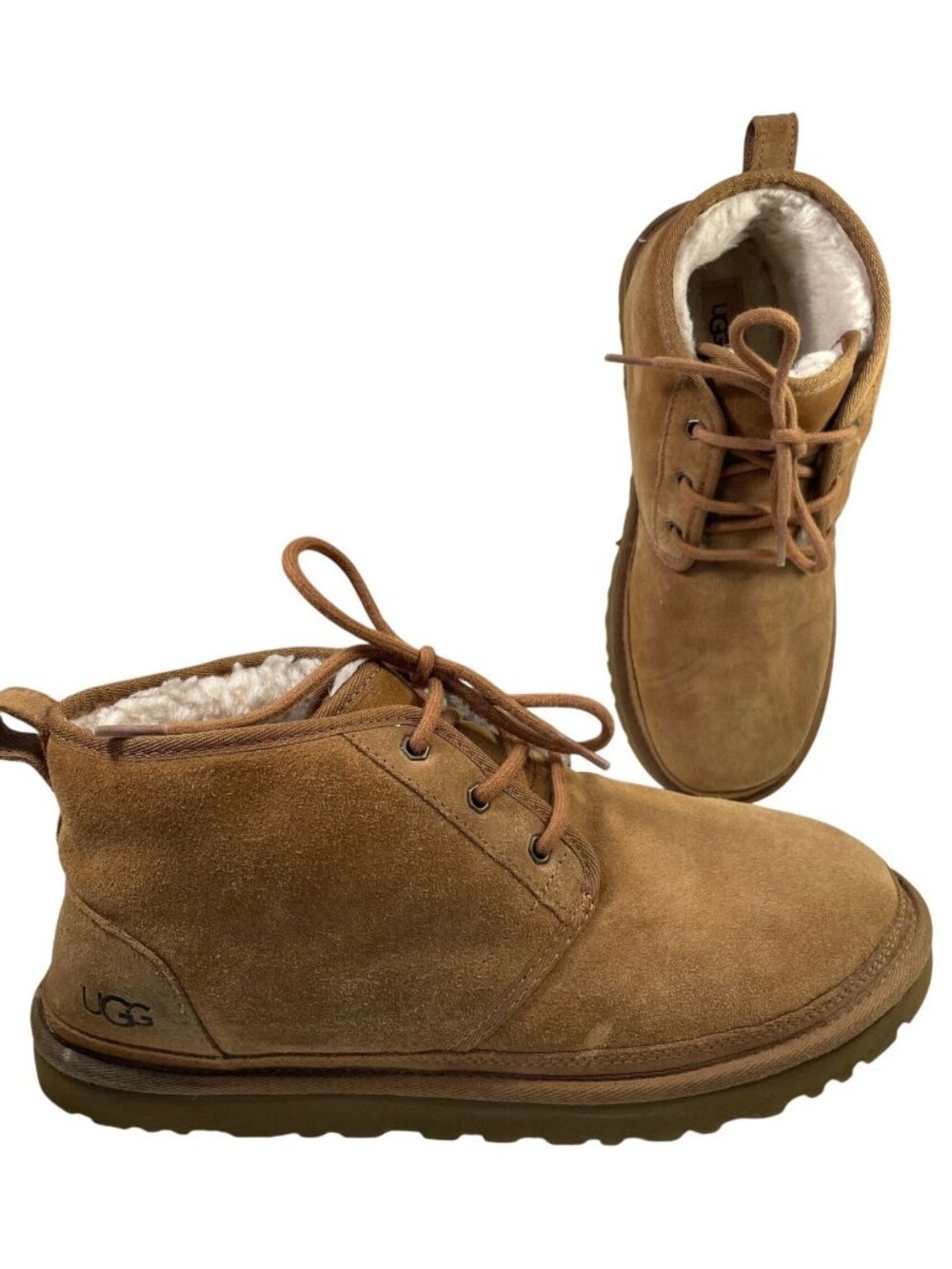 UGG Mens Neumel Suede Chukka Boots 12 Chestnut Fur Lined Lace Up Outdoor Shoes